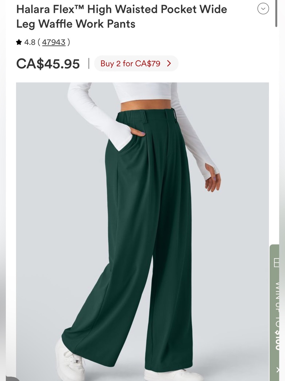Halara Flex High-Waisted Wide Leg Pants โ Forest Green Size L